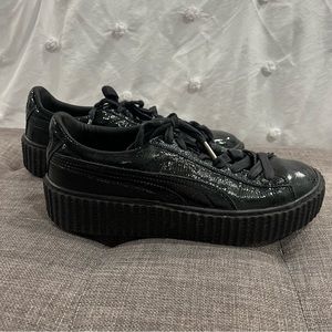 Puma x Fenty by Rhianna Black Patent Leather Platform Sneakers